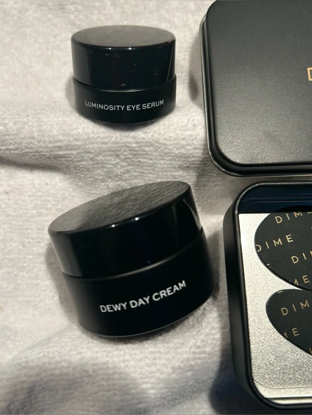 Dime Beauty eye patches , dewy day cream ,& eye serum